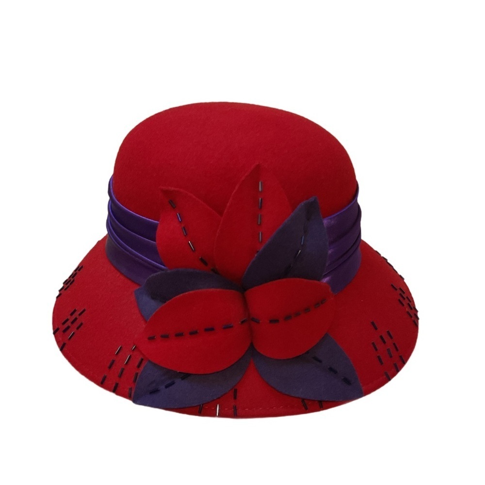 Vintage something special brimmed Red Purple Women's Hat beaded